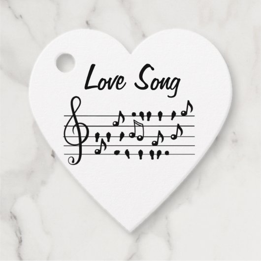 Étiquettes Cadeau Chant d'amour, oiseaux assis entre les notes music (Devant)