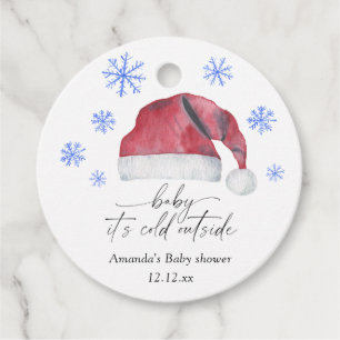 Étiquettes Cadeau Chapeau de Père Noël - bébé il fait froid dehors