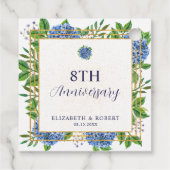 Étiquettes Cadeau Chaque année Blue Hydrangea Mariage Anniversaire (Dos)