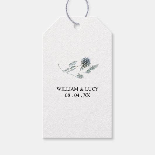 Étiquettes-cadeau Chardon bleu mariage floral botanique merci (Devant)