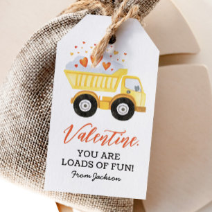 Étiquettes-cadeau Charges de Camion-Camion amusant Enfants Valentine