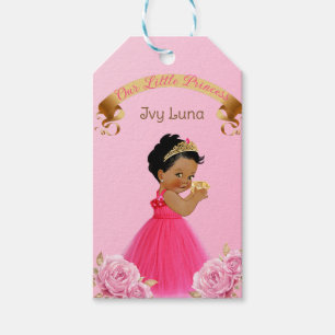 Étiquettes-cadeau Chariot de château de princesse royale rose or fil