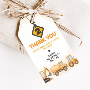 Étiquettes-cadeau Chariot de construction 2e anniversaire Favoriser 