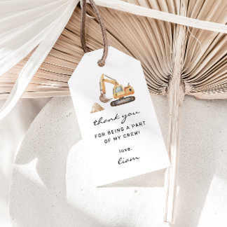 Étiquettes-cadeau Chariots de construction Anniversaire Favoriser Ta
