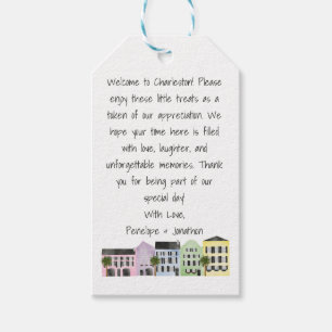 Étiquettes-cadeau Charleston Mariage Message d'accueil Hôtel