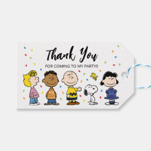 Étiquettes-cadeau Charlie Brown et Gang Confetti Anniversaire