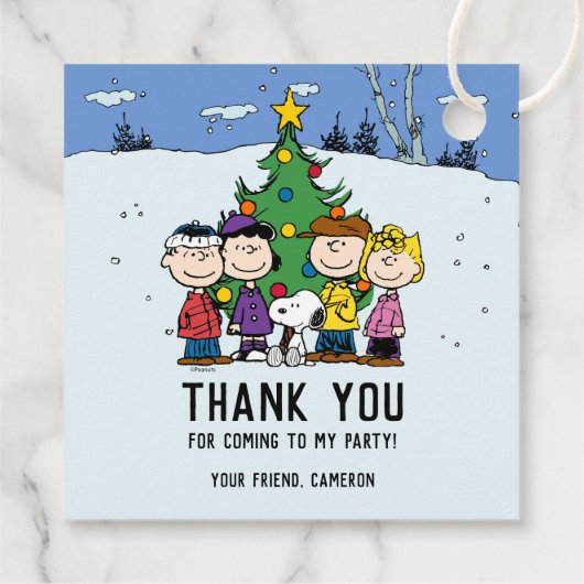 Étiquettes Cadeau Charlie Brown et ses amis Anniversaire d'hiver (Dos)