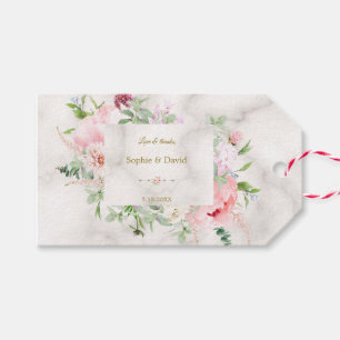 Étiquettes-cadeau Charm Spring Watercolor Peonies Mariage de cadre