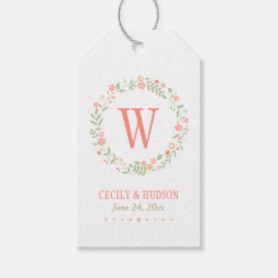 Étiquettes-cadeau Charmant Favori de Monogramme de Couronne Florale 