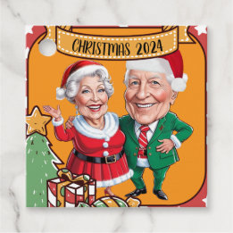 Étiquettes Cadeau Charmant vacances avec caricature rouge et or