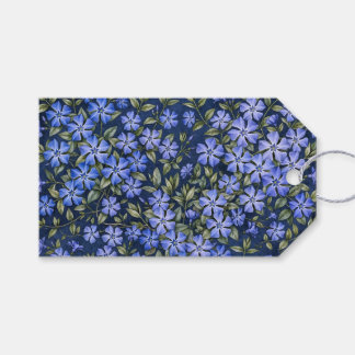 Étiquettes-cadeau Charmantes fleurs de pervenche dispersées bleu pro