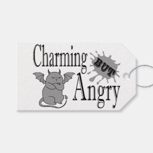 Étiquettes-cadeau Charming mais en colère petit chat diable drôle ci