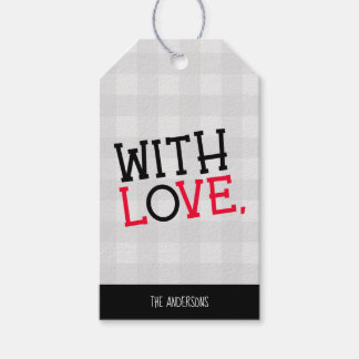 Étiquettes-cadeau Charming Rustic Light Grey Buffalo Plaid With Love