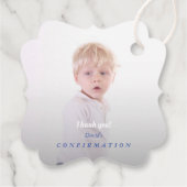 Étiquettes Cadeau Charming Simple Boy Photo Confirmation (Dos)