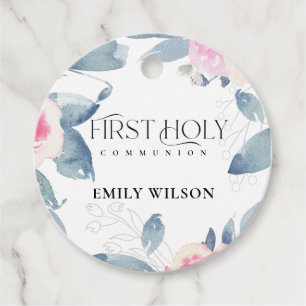 ÉTIQUETTES CADEAU CHÂSSIS FLORAL BLEU BLEU DOUX PREMIER SAINT COMMUN