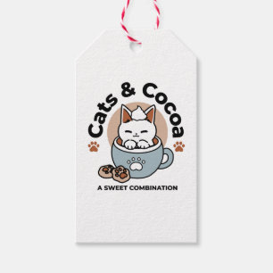 Étiquettes-cadeau Chat adorable en Mug Conception de vacances - Chat