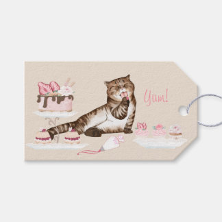 Étiquettes-cadeau Chat avec gâteaux fantaisie et boulangerie givrant