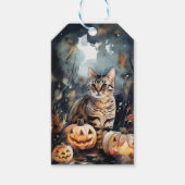Étiquettes-cadeau Chat Bengale D'Halloween Avec Peur Citrouille (Devant)