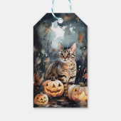 Étiquettes-cadeau Chat Bengale D'Halloween Avec Peur Citrouille (Dos)