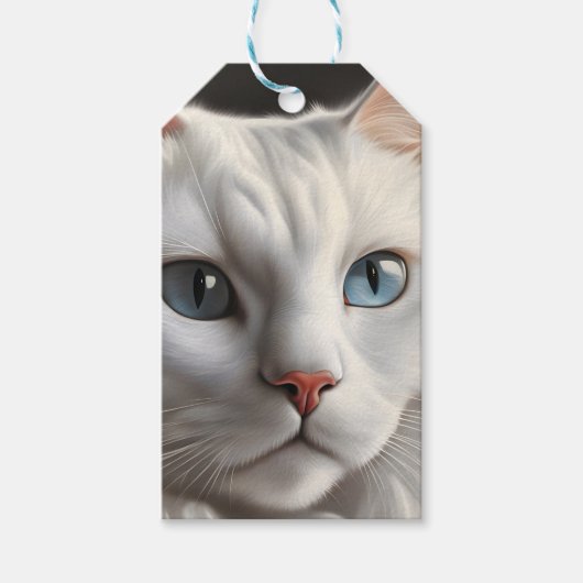 Étiquettes-cadeau Chat blanc (Devant)