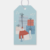 Étiquettes-cadeau Chat blanc chandail rouge présente cadeaux ornemen (Dos)