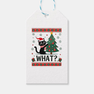 Étiquettes-cadeau Chat Ce Chat Noir Drôle Poussant Arbre De Noël Ug
