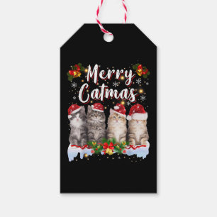 Étiquettes-cadeau Chat Chapeau de Noël Santa Drôle Merry Catmas