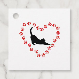 Étiquettes Cadeau Chat & Coeur fait de pattes de chat