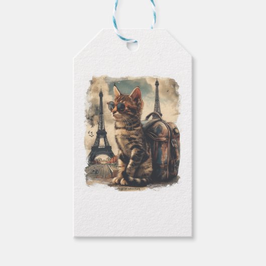 Étiquettes-cadeau Chat Compagnon de Voyage (Devant)