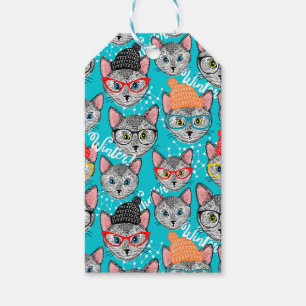 Étiquettes-cadeau Chat dans le casquette