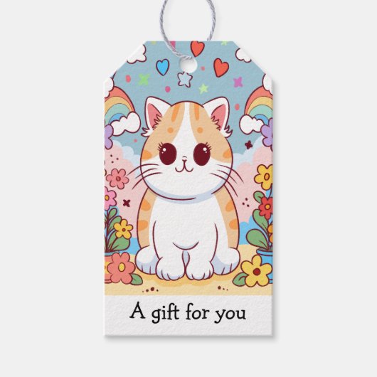 Étiquettes-cadeau Chat Dans Un Jardin Don Chat Pour Vous Personnalis (Devant)