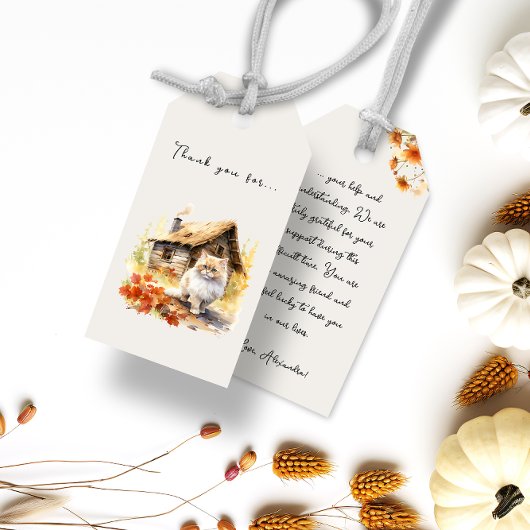 Étiquettes-cadeau Chat de campagne d'automne