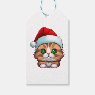 Étiquettes-cadeau Chat de Noël classique Fluffy Munchkin T-shirt