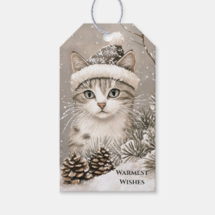 Étiquettes-cadeau Chat de Noël Cozy