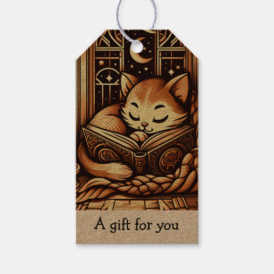 Étiquettes-cadeau Chat de style Art Déco dormant Cadeau personnalisé