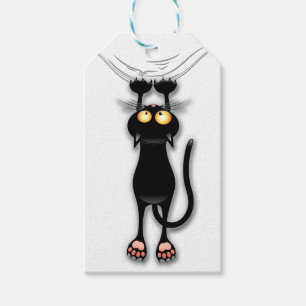 Étiquettes-cadeau Chat drôle Personnage Grattant Tissu