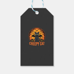 Étiquettes-cadeau Chat effrayant Halloween Chauve-souris Lune Concep