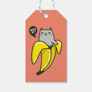 Étiquettes-cadeau Chat en banane