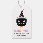 Étiquettes-cadeau Chat en sorcière noire mignonne Halloween Nom anni (Devant)