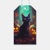 Étiquettes-cadeau Chat Halloween Tuxedo Avec Peur Citrouille (Dos)