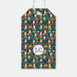 Étiquettes-cadeau Chat Hawaiian style chemise motif gingembre tropic