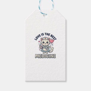 Étiquettes-cadeau Chat infirmière mignonne L'amour est la meilleure