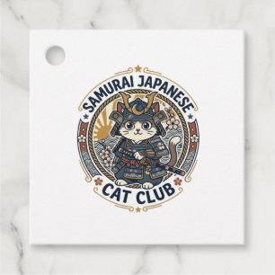 Étiquettes Cadeau Chat japonais samouraï Art vectoriel POD - Samoura
