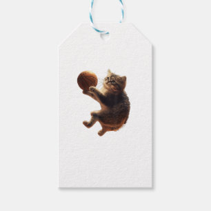 Étiquettes-cadeau Chat Jouer Basketball Drôle Chats Maman Meow Kitty