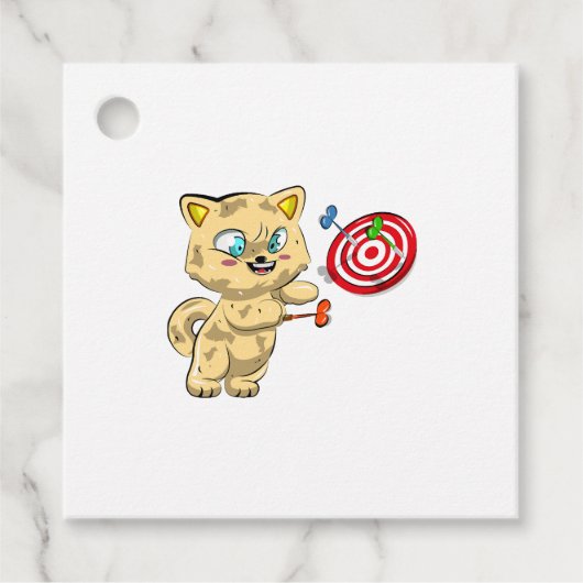 Étiquettes Cadeau Chat Jouer des fléchettes (Devant)