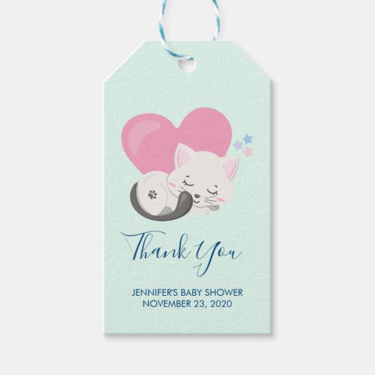 Étiquettes-cadeau Chat Kitty Sweet Dormir avec un coeur (Devant)