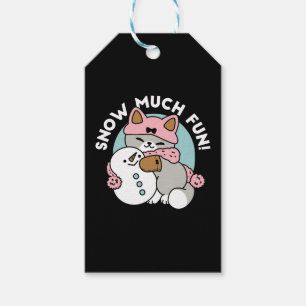 Étiquettes-cadeau Chat mignon en Engin à neige avec Art Snowman