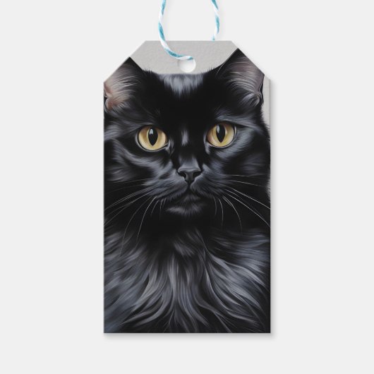 Étiquettes-cadeau Chat noir (Devant)