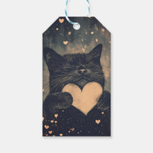 Chat noir adorable avec coeur doré