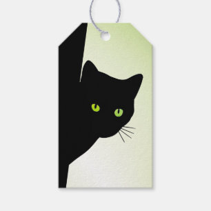 Étiquettes-cadeau Chat noir aux yeux verts